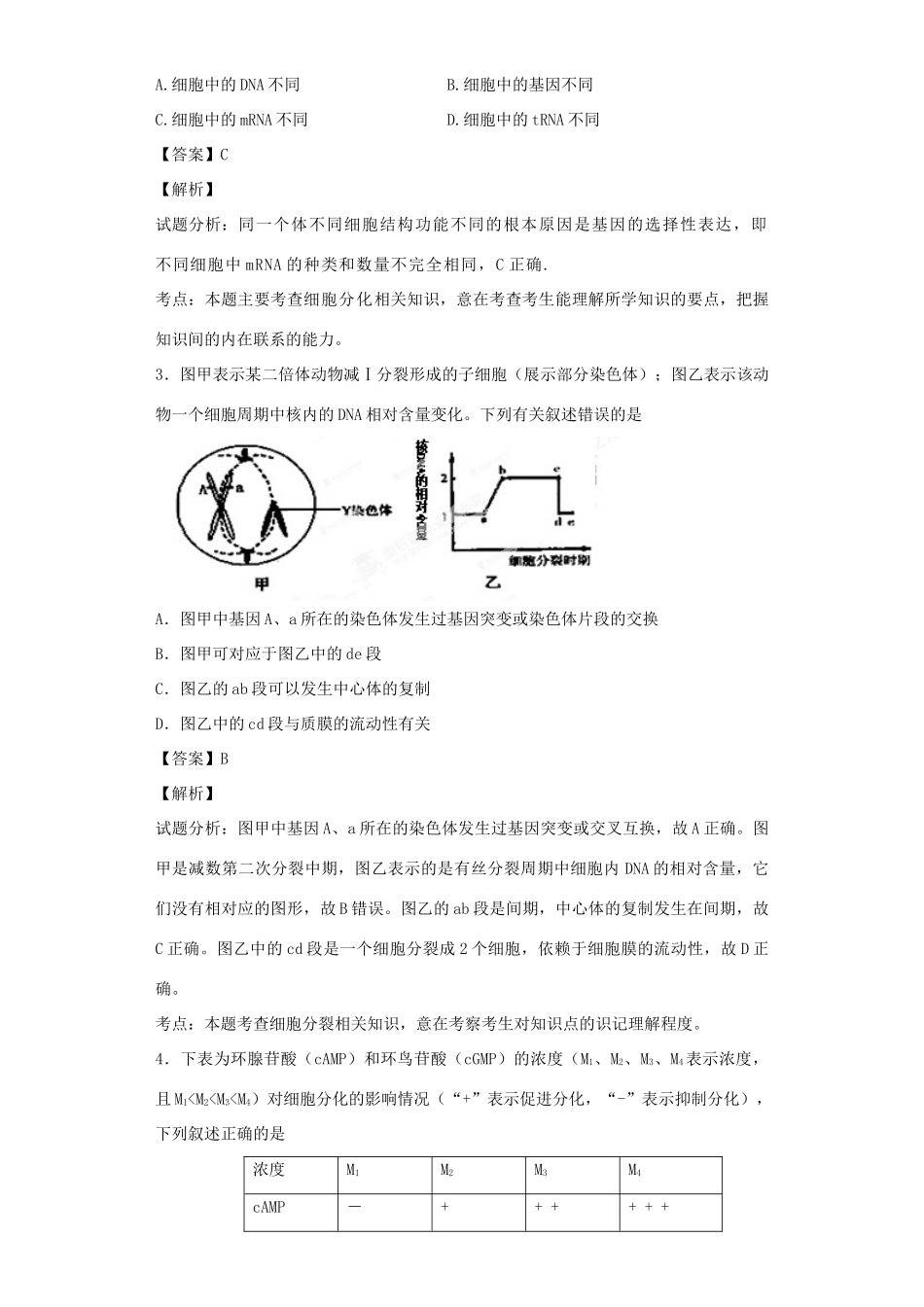 高考生物二轮复习 细胞的增殖与受精作用专题卷2试题_第2页