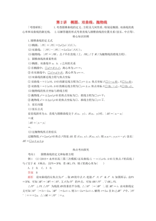 高考数学二轮复习 专题五 解析几何 第2讲 椭圆、双曲线、抛物线练习 理试题