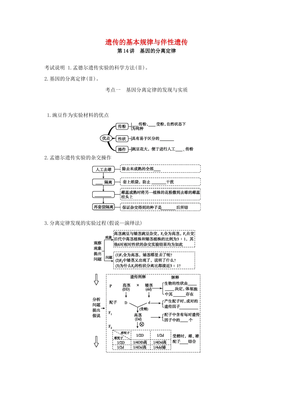 高考生物优选大一轮复习 第5单元 遗传的基本规律与伴性遗传（第14-16讲）练习（含解析）试题_第1页
