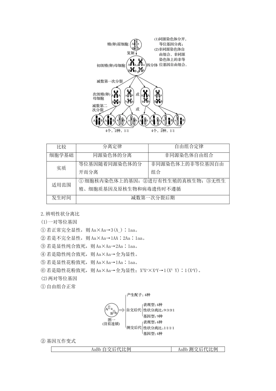 高考生物专题总复习专题5 遗传的基本规律和伴性遗传 专点13 透过相关“比例”，掌握遗传规律“实质”复习题试题_第2页
