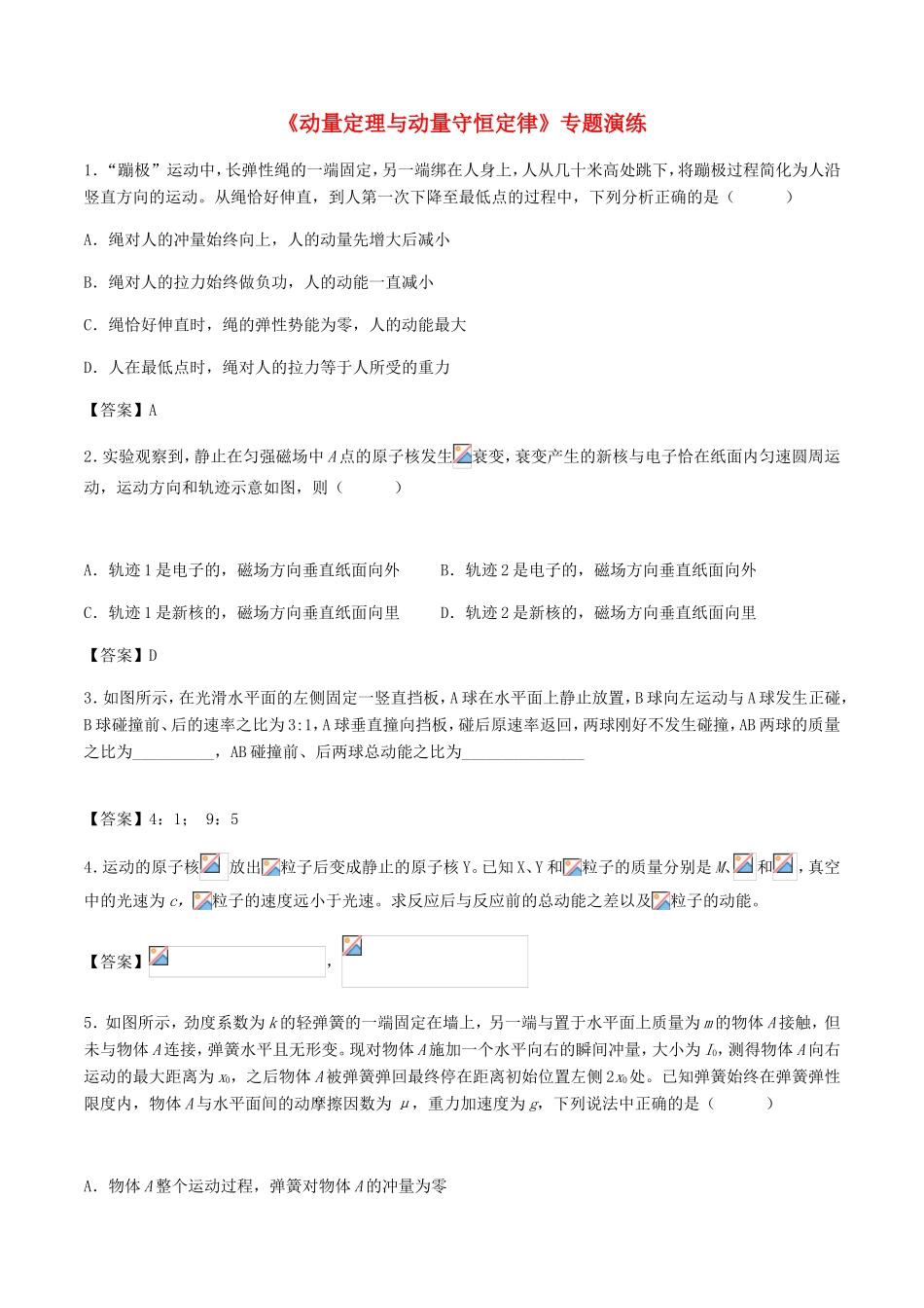 高考物理总复习《动量定理与动量守恒定律》专题演练试题_第1页