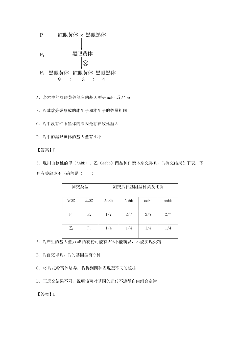 高考生物总复习《孟德尔的豌豆杂交实验（二）》专题演练（二）试题_第2页