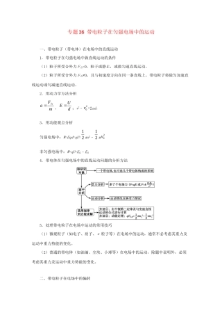 高考物理专题36 带电粒子在匀强电场中的运动（含解析）试题