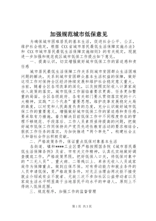 加强规范城市低保意见