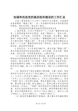 加强和改进党的基层组织建设的工作汇总