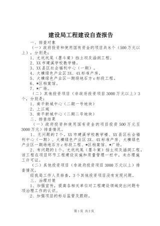 建设局工程建设自查报告