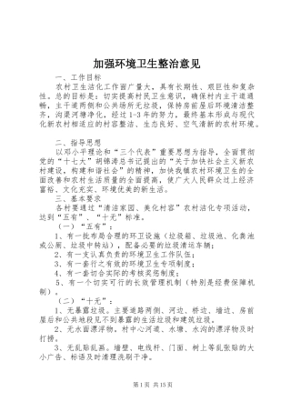 加强环境卫生整治意见