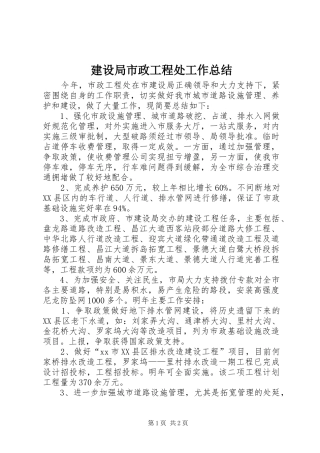 建设局市政工程处工作总结