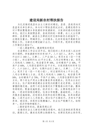 建设局新农村帮扶报告