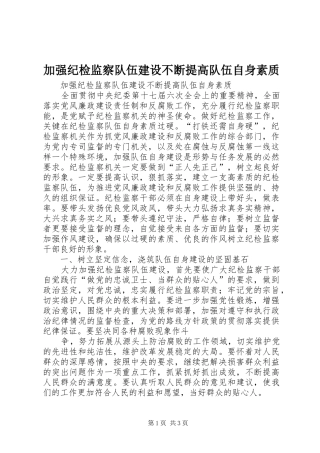 加强纪检监察队伍建设不断提高队伍自身素质