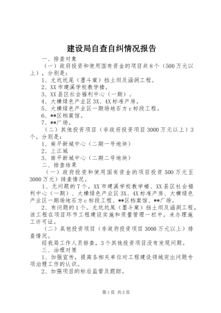 建设局自查自纠情况报告