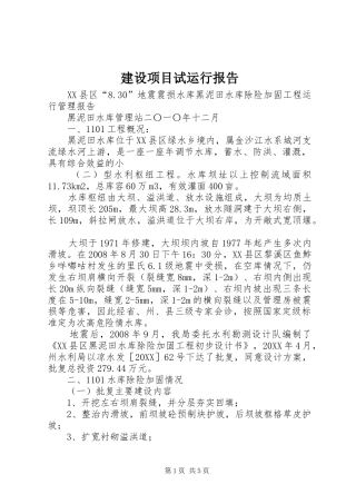 建设项目试运行报告