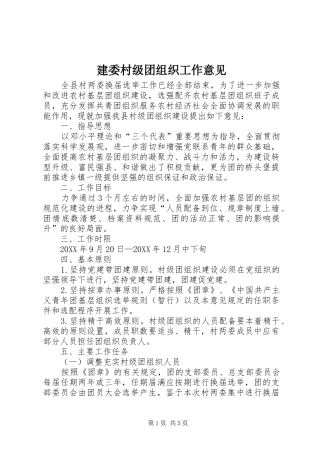建委村级团组织工作意见