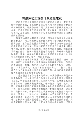 加强劳动工资统计规范化建设