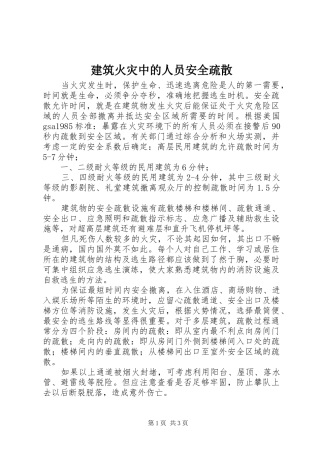 建筑火灾中的人员安全疏散