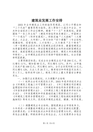 建筑业发展工作安排