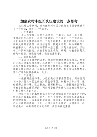 加强农村小组长队伍建设的一点思考