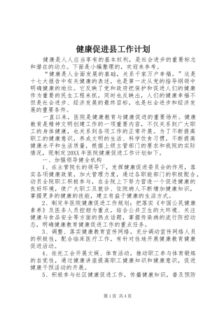 健康促进县工作计划