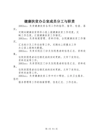 健康扶贫办公室成员分工与职责