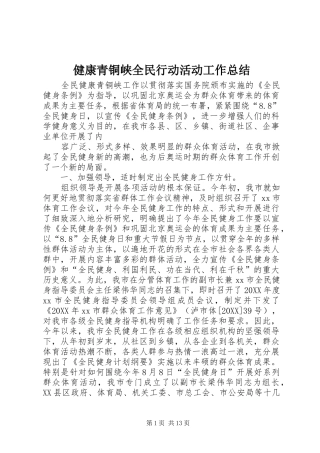 健康青铜峡全民行动活动工作总结