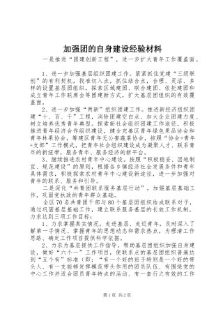 加强团的自身建设经验材料