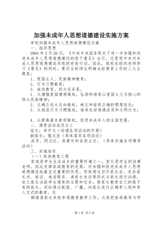 加强未成年人思想道德建设实施方案