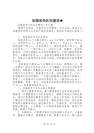 加强宣传队伍建设