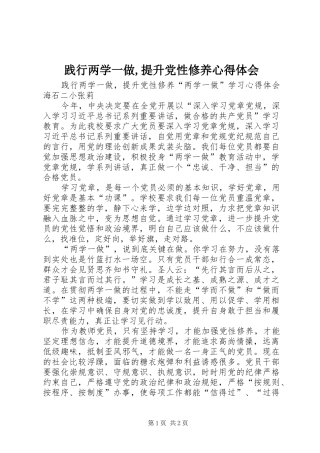 践行两学一做提升党性修养心得体会