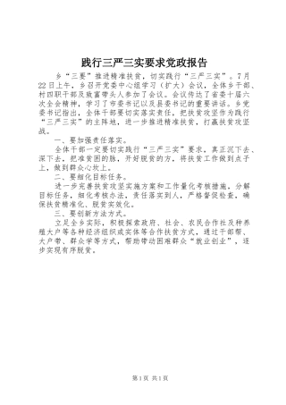 践行三严三实要求党政报告
