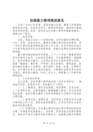 加强重大事项推进意见