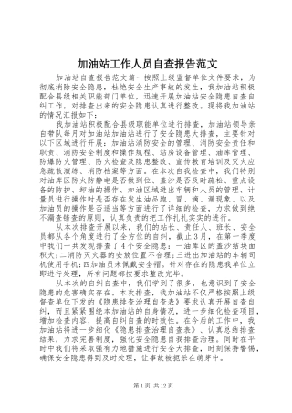 加油站工作人员自查报告范文