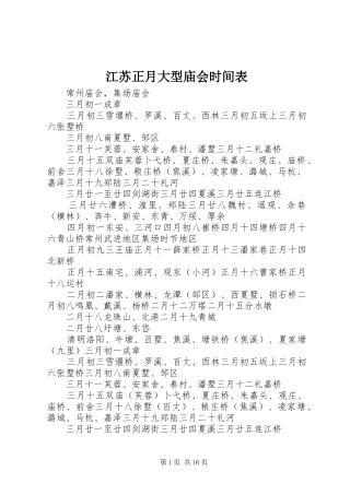江苏正月大型庙会时间表