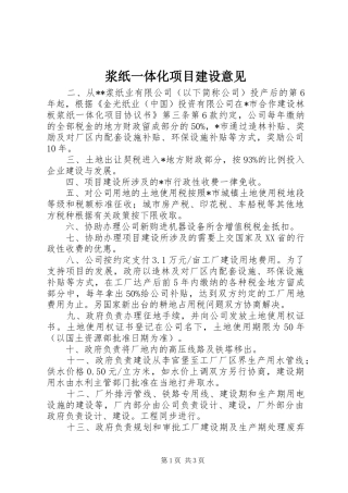 浆纸一体化项目建设意见