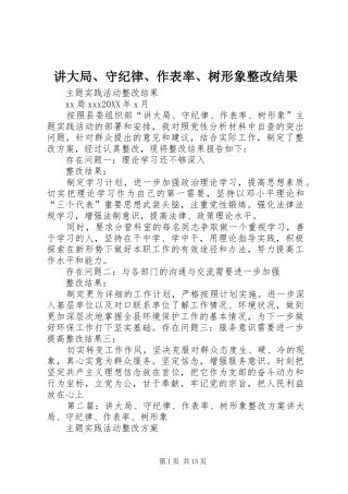 讲大局守纪律作表率树形象整改结果