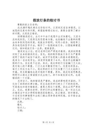 假放行条的检讨书