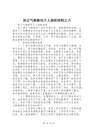 讲正气树新风个人剖析材料之六