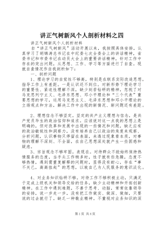 讲正气树新风个人剖析材料之四