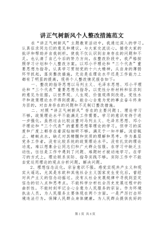 讲正气树新风个人整改措施范文