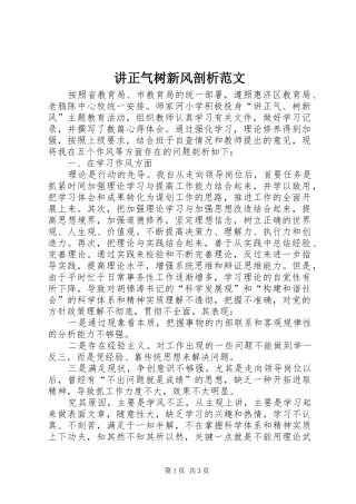 讲正气树新风剖析范文