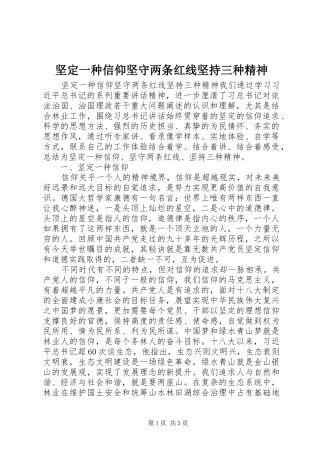 坚定一种信仰坚守两条红线坚持三种精神