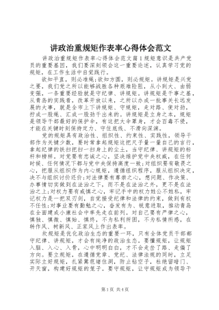 讲政治重规矩作表率心得体会范文