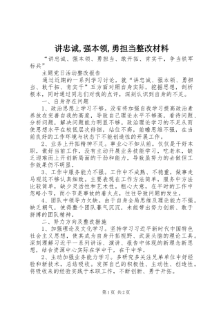 讲忠诚强本领勇担当整改材料