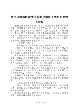 坚决全面彻底肃清苏荣案余毒班子成员对照检查材料