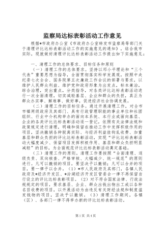 监察局达标表彰活动工作意见