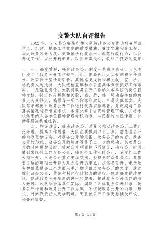 交警大队自评报告