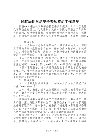 监察局化学品安全专项整治工作意见