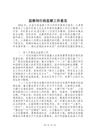 监察局行政监察工作意见