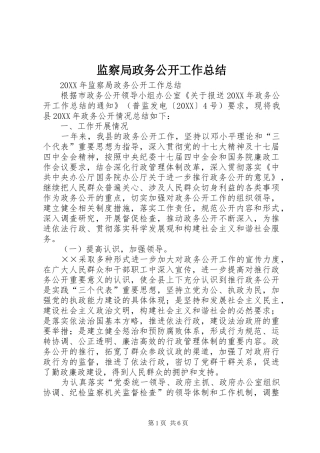 监察局政务公开工作总结