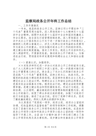 监察局政务公开年终工作总结