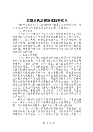 监察局执法和效能监察意见